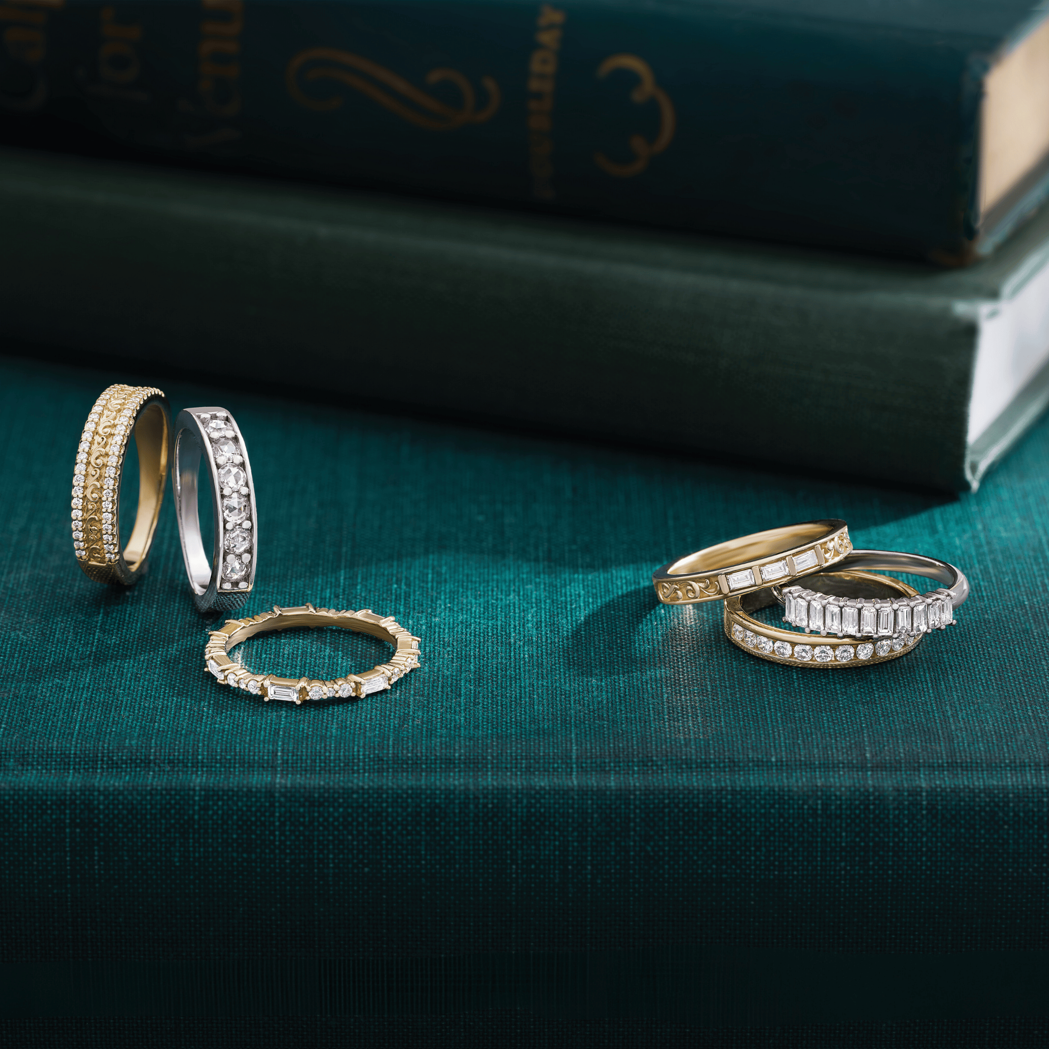 FP Diamond Bands in Yellow and White Gold or Platinum