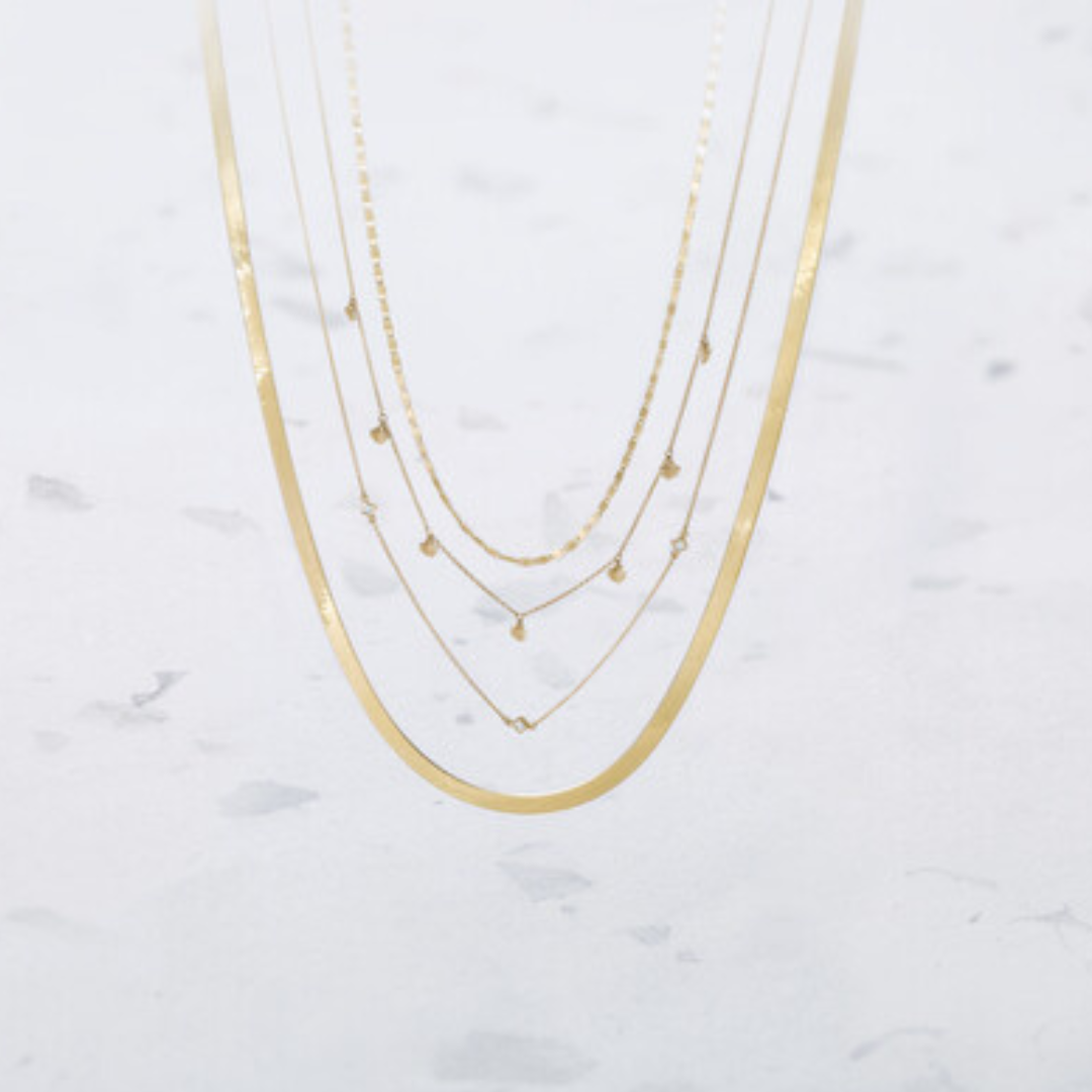 FP Layered Chains in Yellow Gold