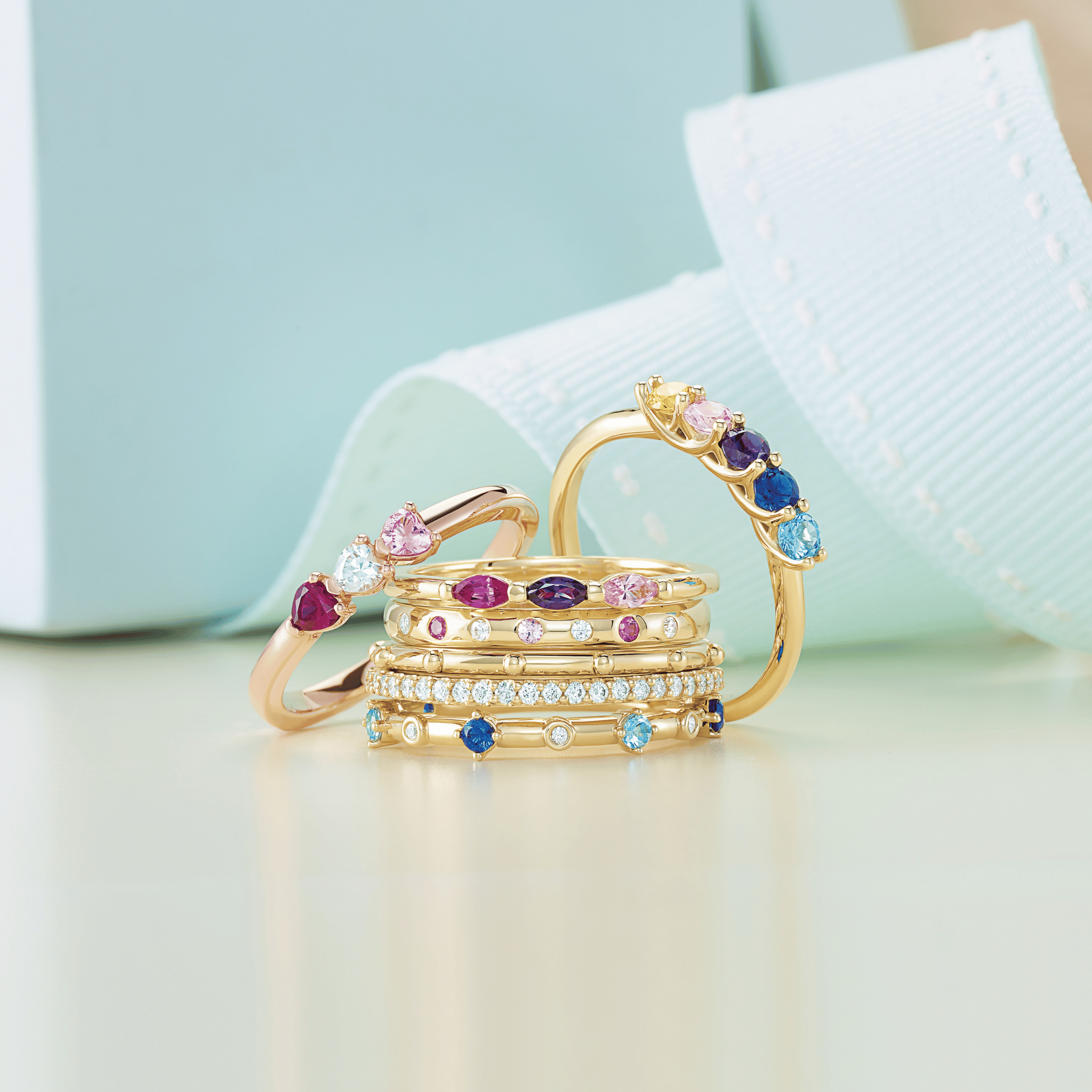FP Gemstone Bands in Yellow Gold