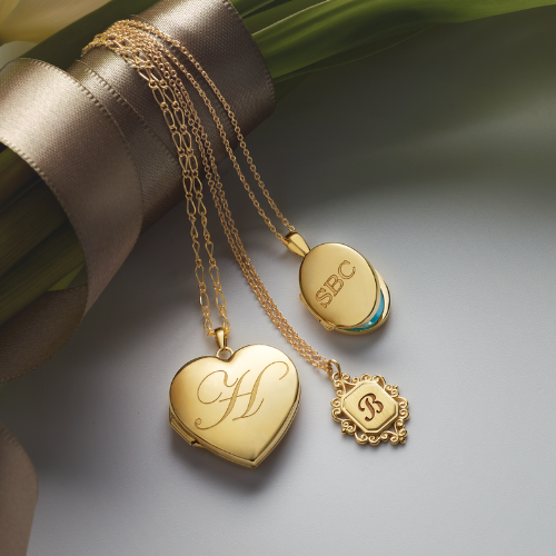 Yellow Gold Custom Locket and Initial Necklaces