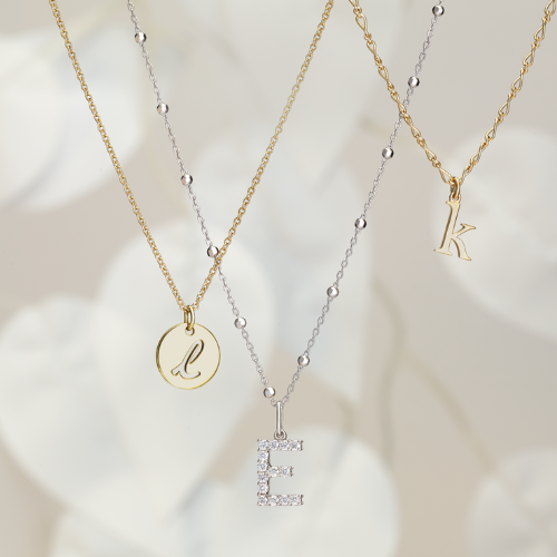 Yellow Gold and White Gold (or Platinum) Initial Necklaces
