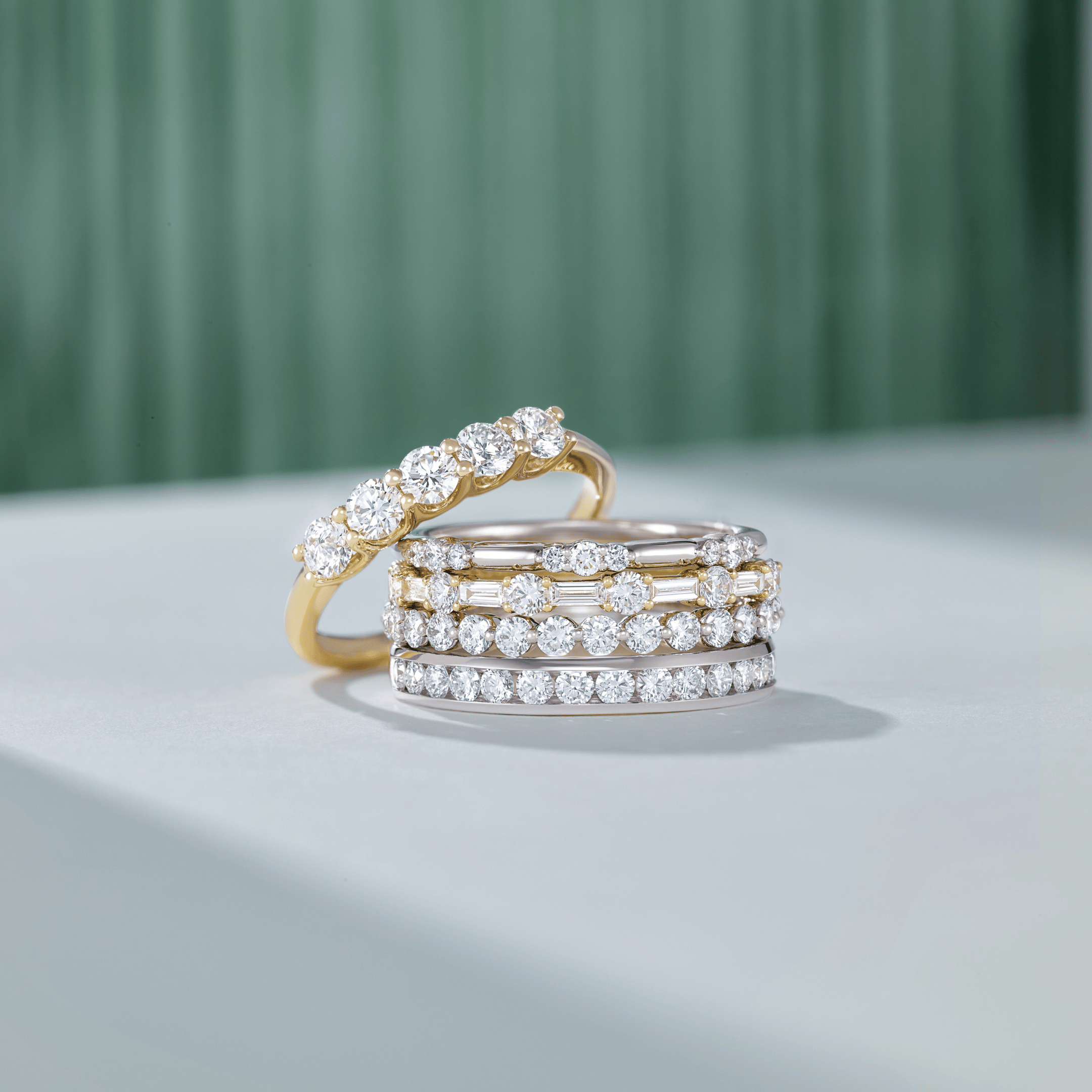 FP Diamond Bands in Yellow and White Gold or Platinum