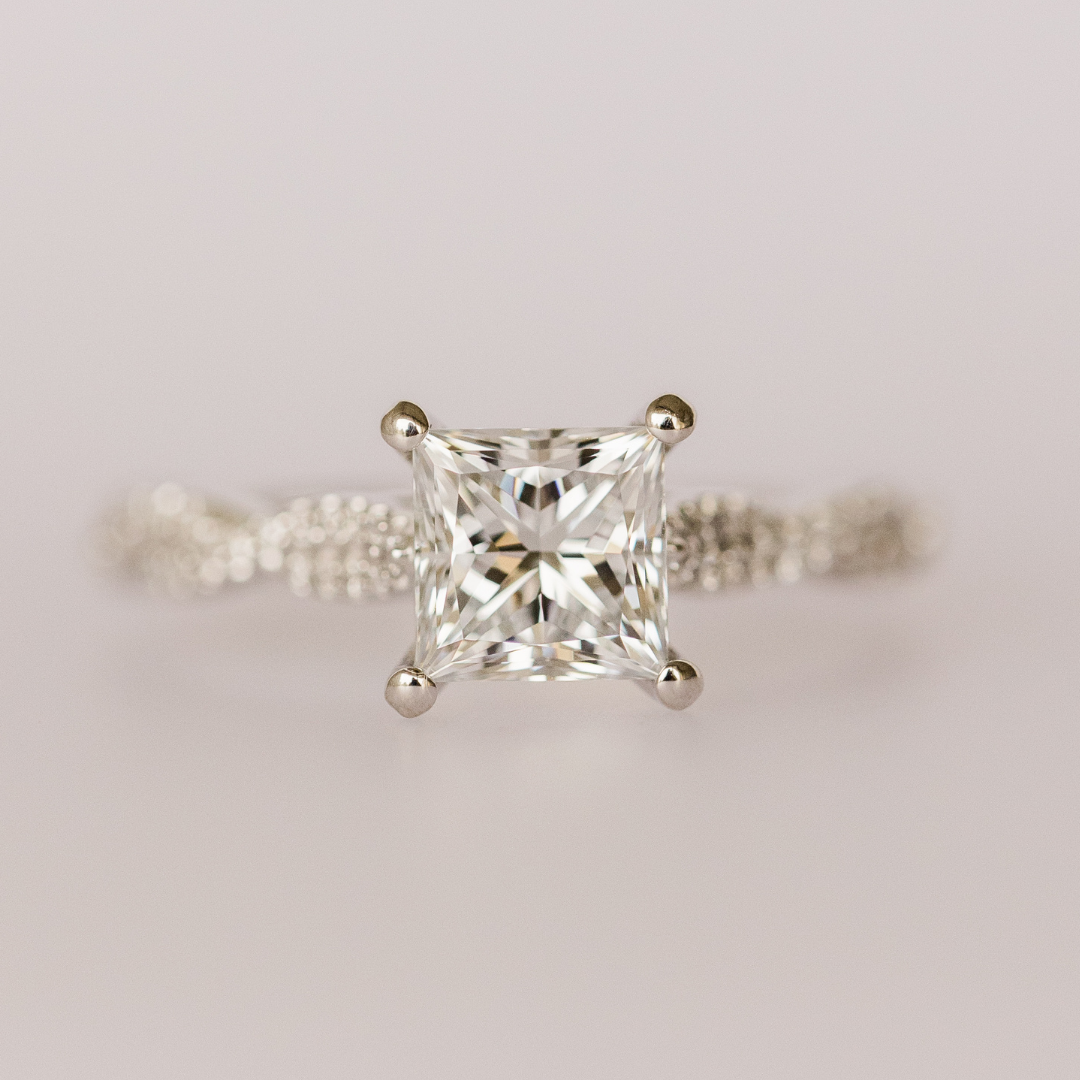 princess cut diamond engagement ring twisted band