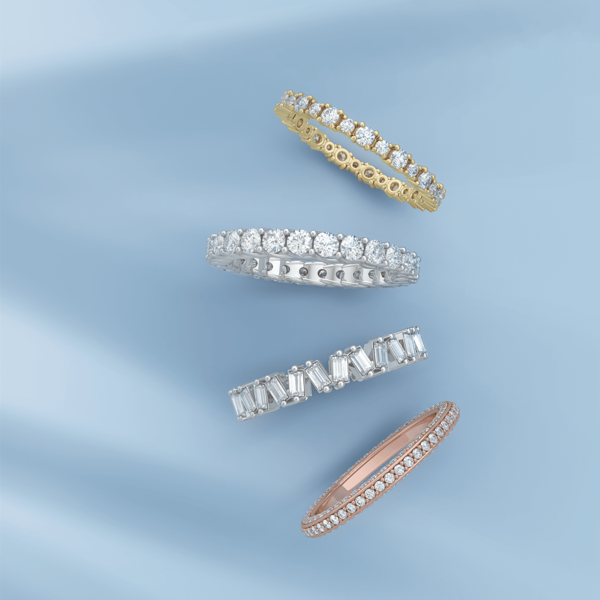 FP Diamond Bands in Yellow, White, or Rose Gold