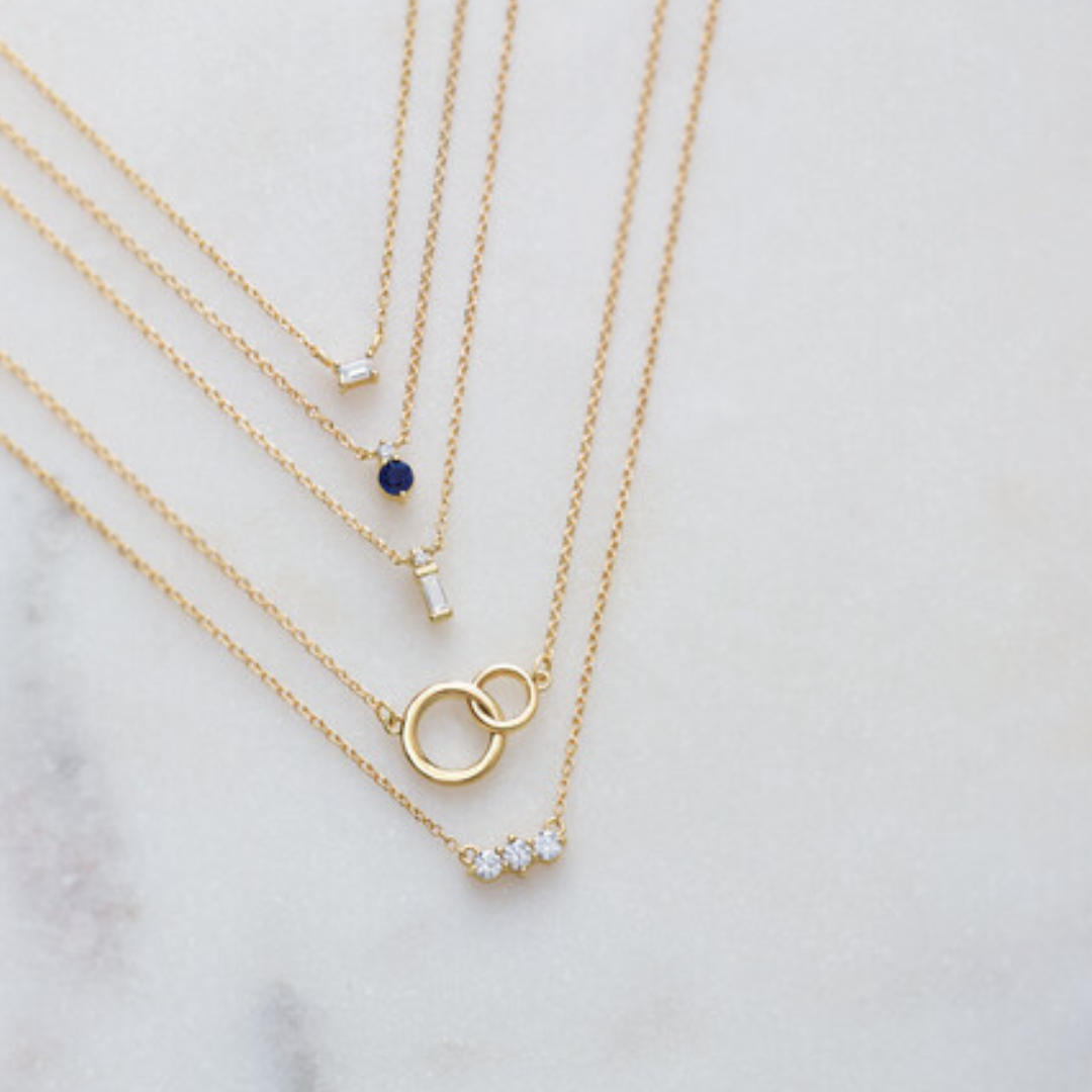 FP Layered Diamond and Gemstone Pendant Necklaces in Yellow Gold