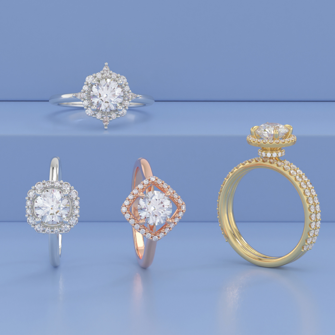 halo round diamond engagement ring