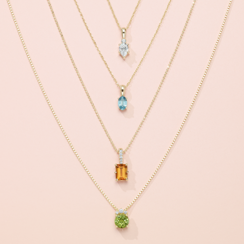 Yellow Gold Gemstone Pendant Necklaces