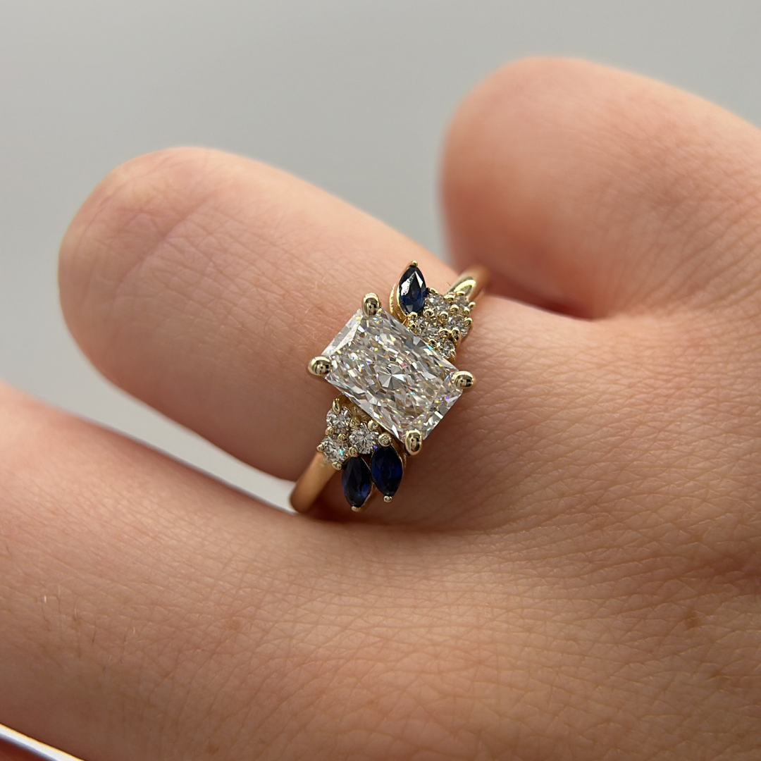 accented radiant cut custom diamond engagement ring