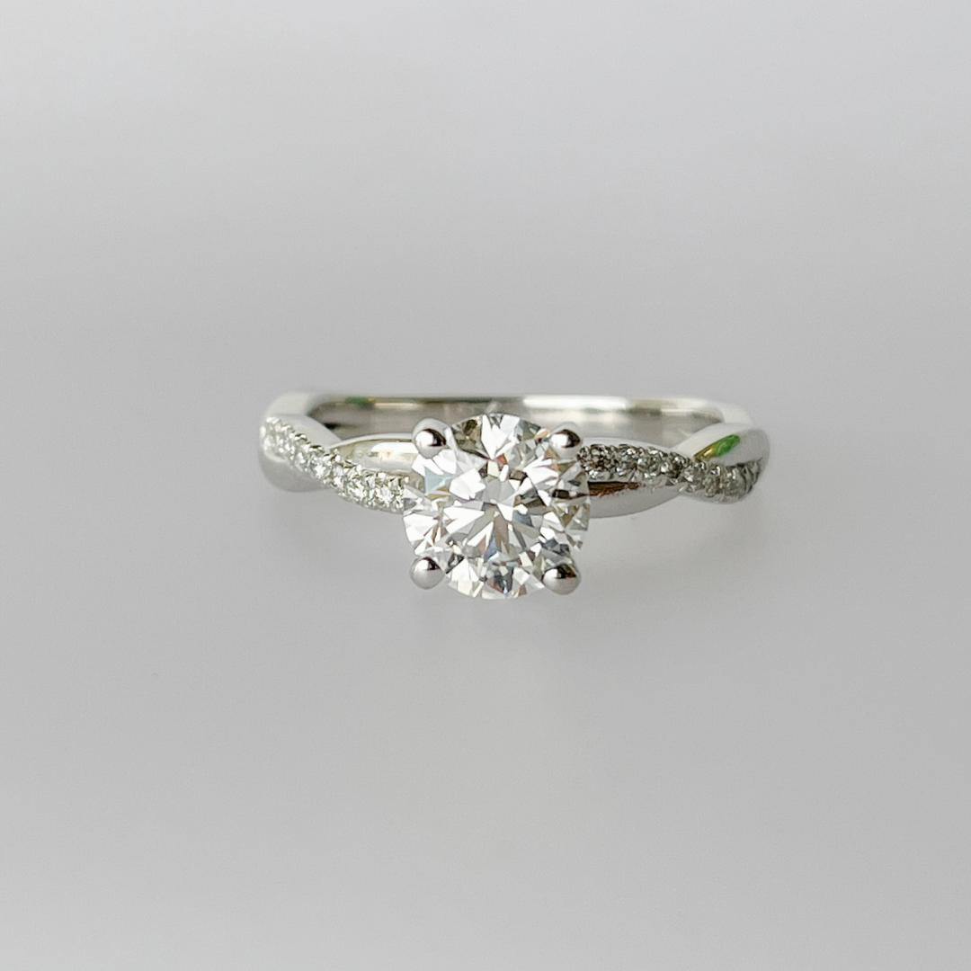 round diamond engagement ring twisted band