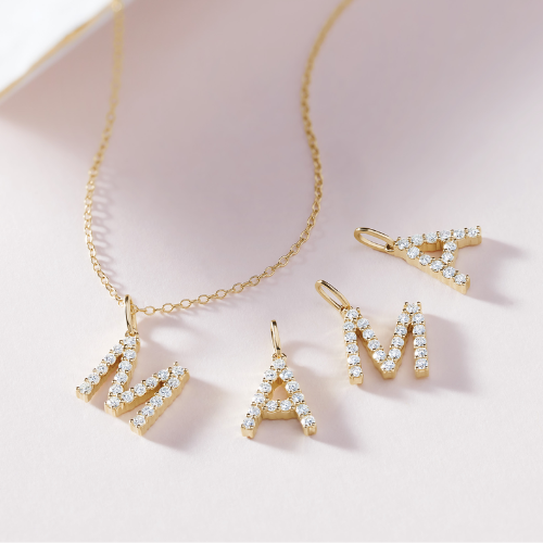 custom mama pendant necklace diamond gold