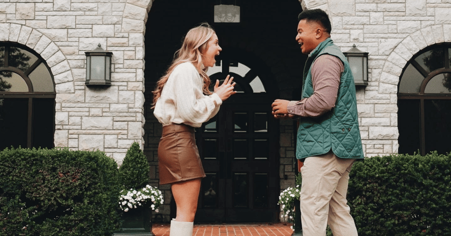 Couple Showing Joy and Excitement During Proposal