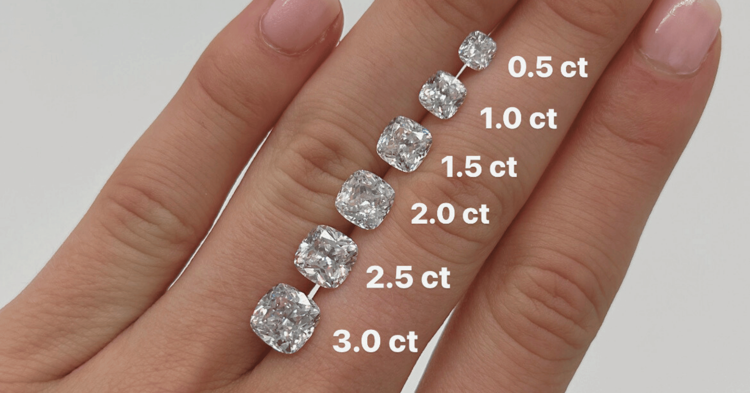 Cushion Cut Diamond Carat Weights Comparsion