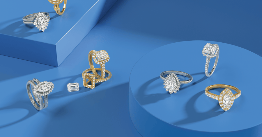 Halo_accented_engagement_rings_yellow_gold_and_white_gold_(or_platinum)