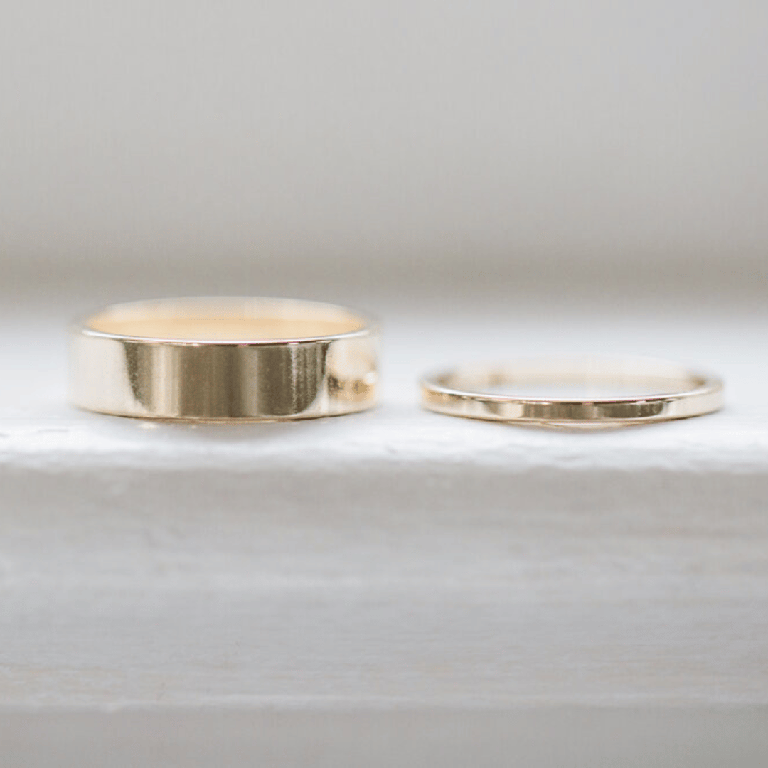 His and Hers Plain Yellow Gold Bands-1