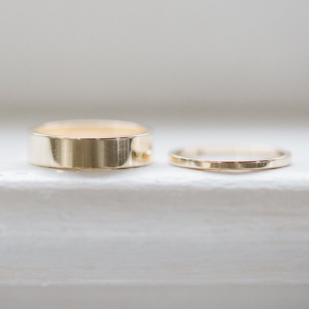 His and Hers Plain Yellow Gold Bands