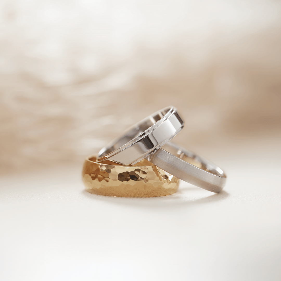 Mens_Hammered_Yellow_Gold_and_White_Gold_ Bands