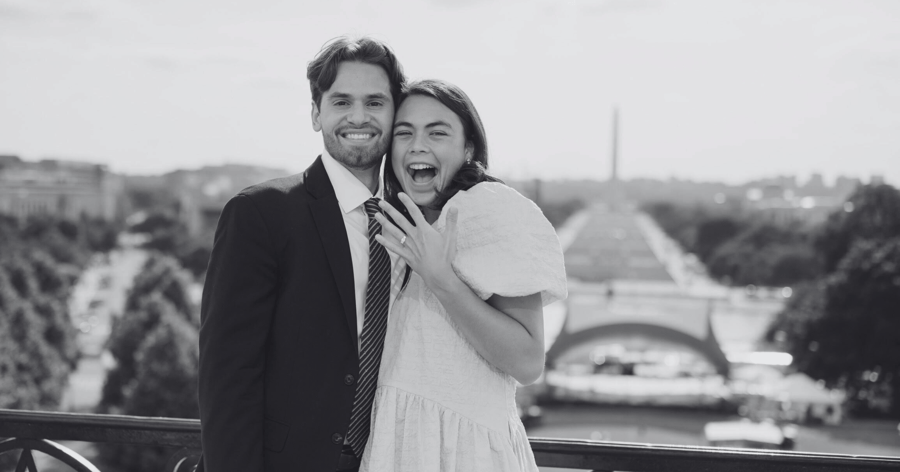 Newly Happy Engaged Couple Showing Off Engagement Ring