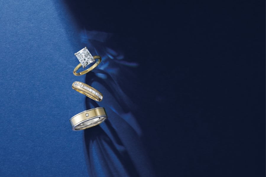 Radiant_Yellow_Gold_Engagement_RIng_with_Two_Yellow_and_White_Gold_Wedding_Bands