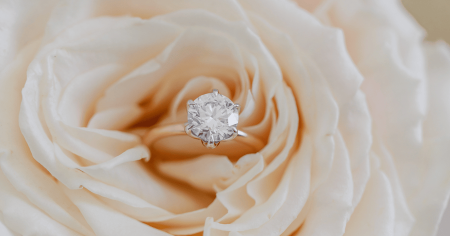 Rose Gold with White Gold (or Platinum) Prongs Solitaire Engagement Ring set with a Round Cut Diamond