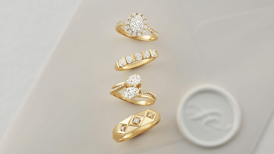 Various Yellow Gold Diamond Accented Engagement Rings and Wedding Bands