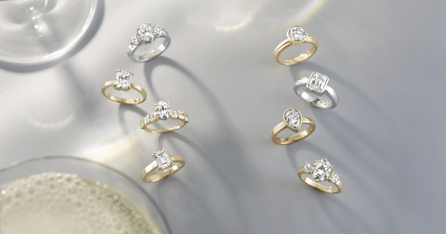 Various Yellow Gold and White Gold (or Platinum) Engagement Ring Designs