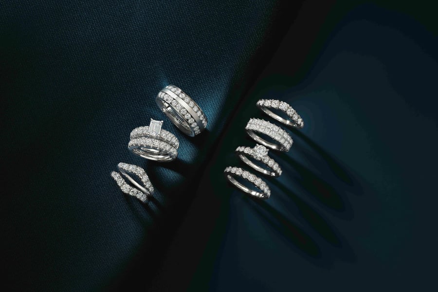 Various_White_Gold_or_Platinum_Diamond_Rings_and_Wedding_Bands