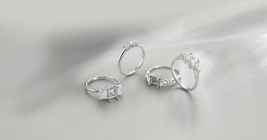 White Gold (or Platinum) Accented Engagement Ring Mountings