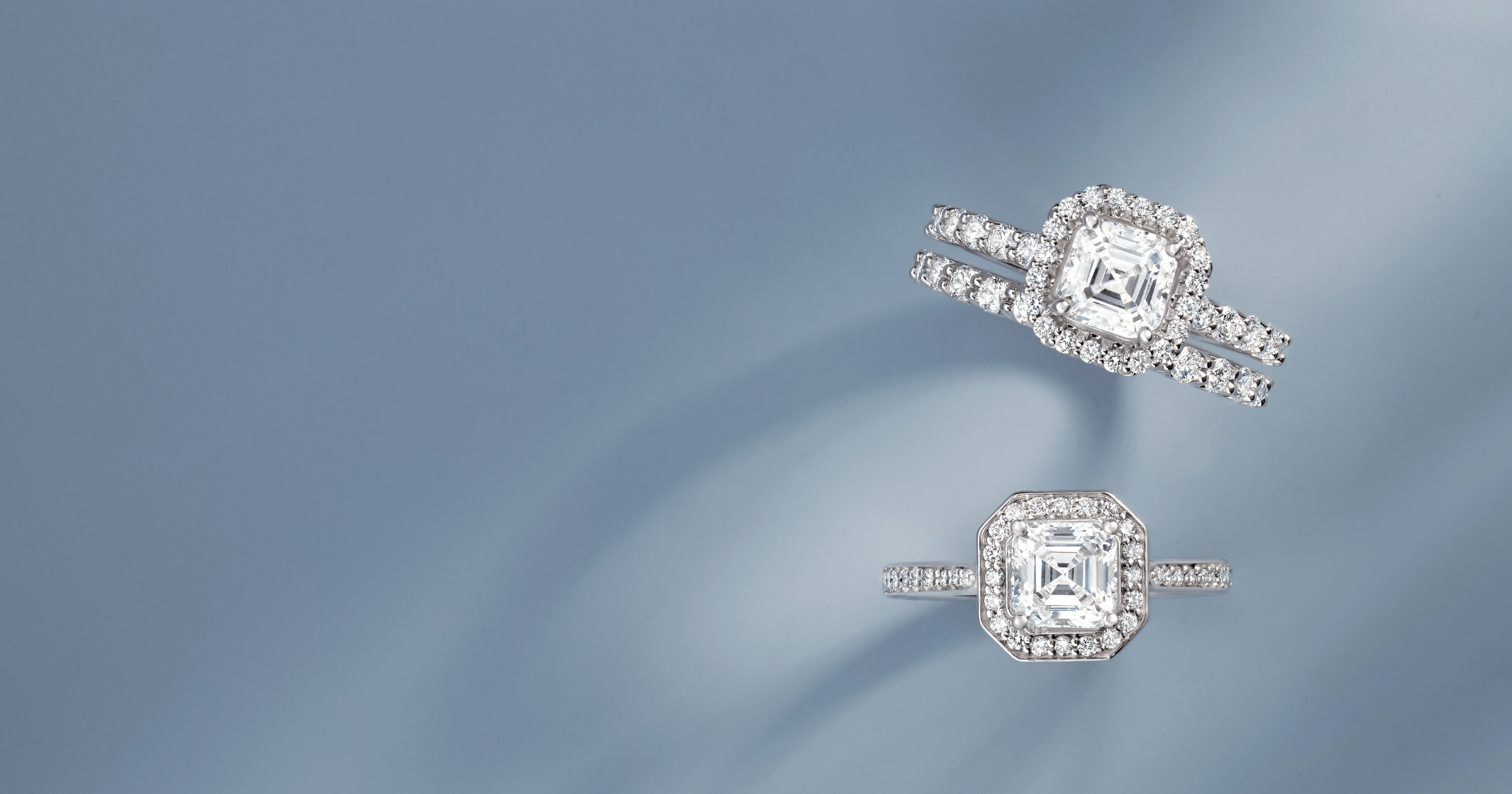White_Gold_(or_Platinum)_Halo_Accented_Asscher_Cut_Engagement_Rings_and_Matching_Wedding_Band