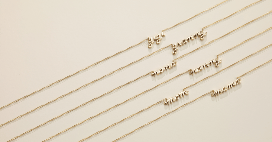 Yellow_Gold_Script_Necklaces_with_Sentimental_Mother_and_Grandmother_Nicknames