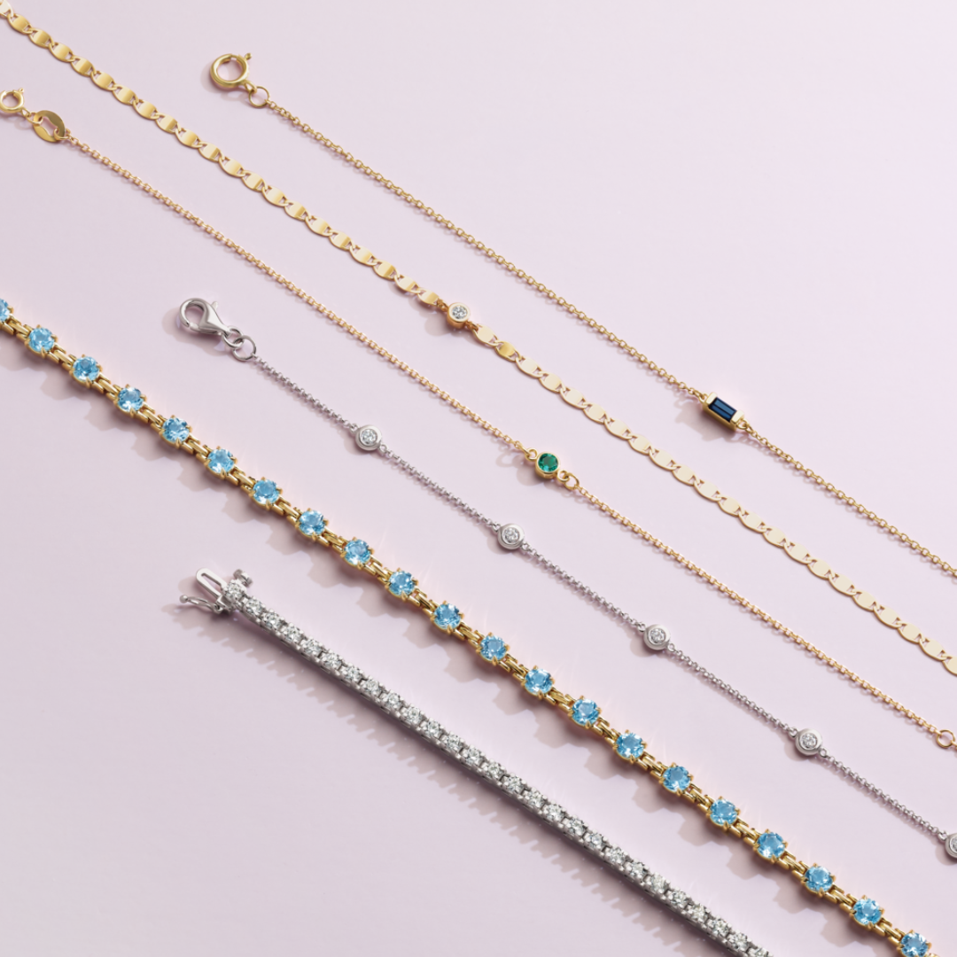 FP Diamond or Gemstone Chain Bracelets in Yellow or White Gold